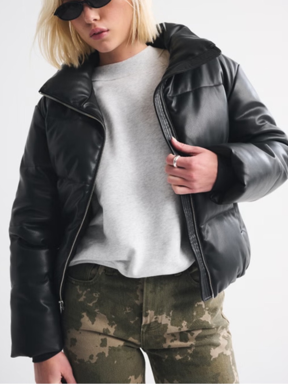 Abercrombie & Fitch Vegan Leather Mini Puffer